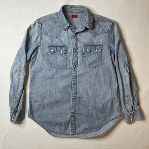 Levi's Red Tab Western Denim Shirt Mens Size M Long Sleeve Blue Cotton